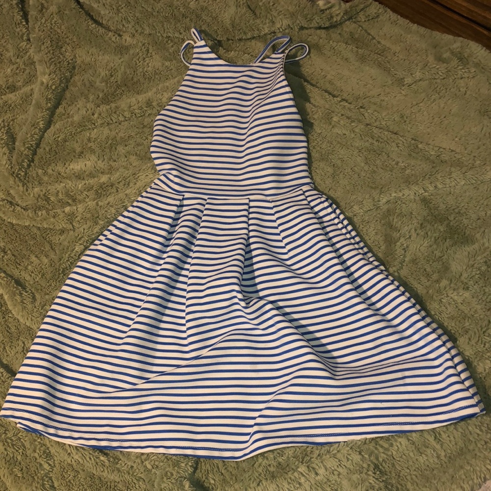 Blue and white stripped dress
